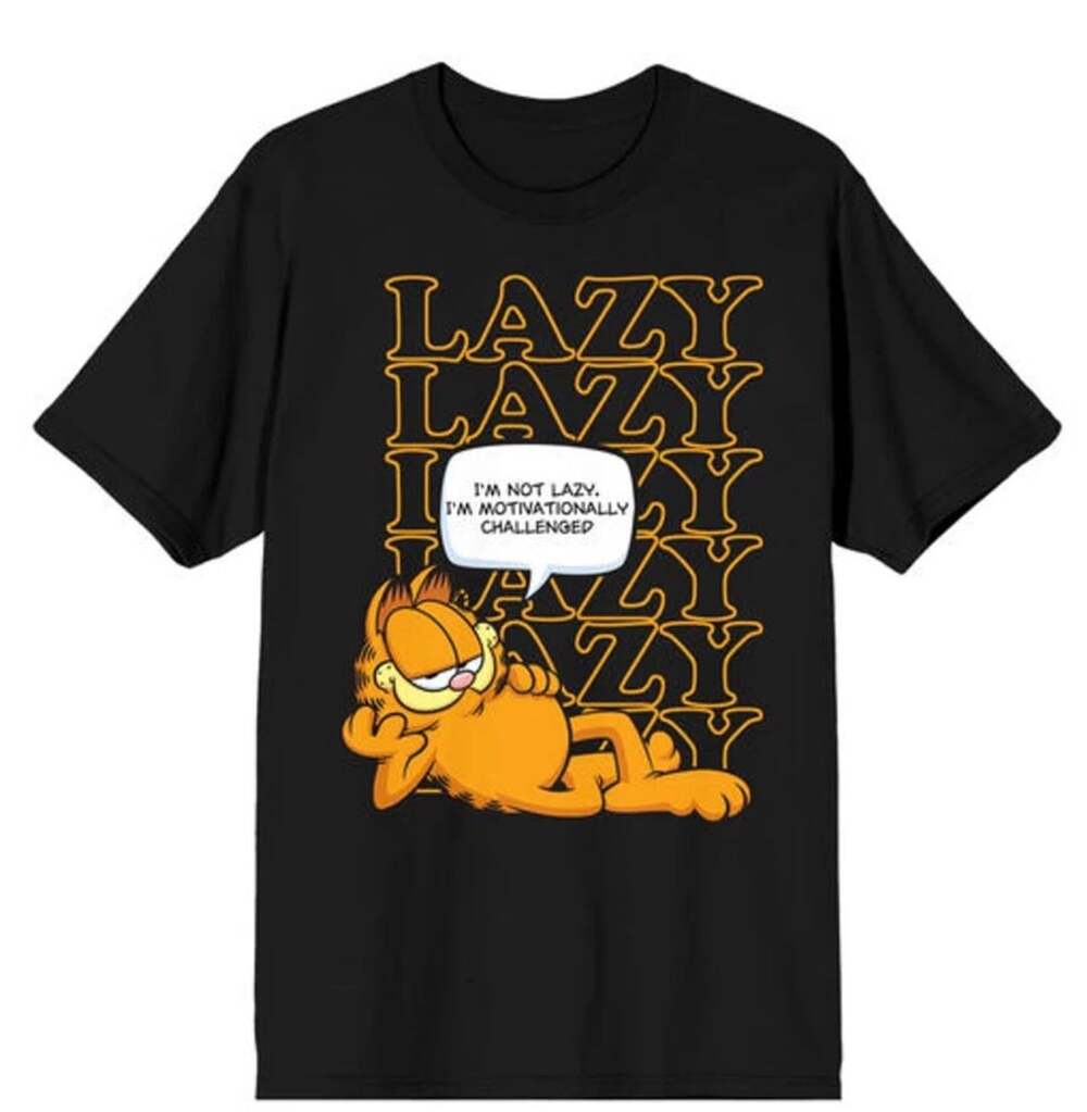Garfield I'm Not Lazy Motivationally Challenged Black Short Sleeve Graphic T-Shi
